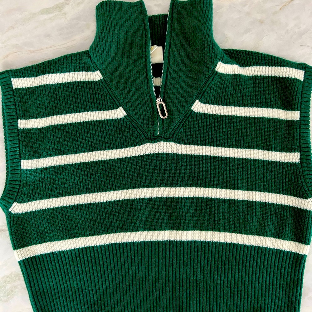 Maeve cap sleeve zip collar sweater